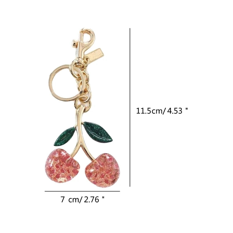 Delicate Cherry Bag Charm Keychain for Women'S Fashion Keyring Pendant Accessory