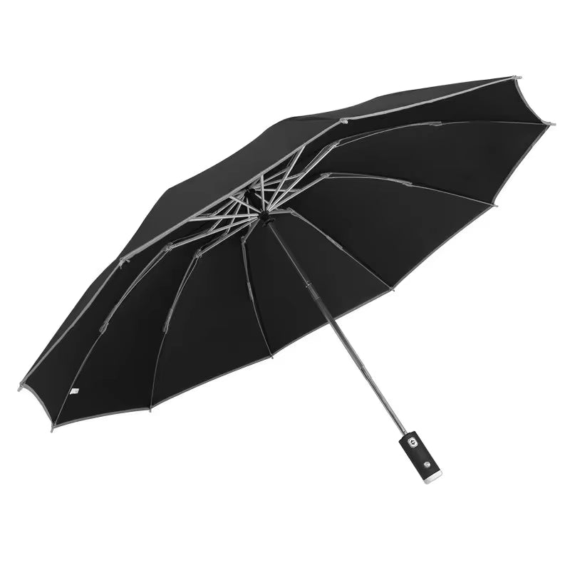 LED Umbrella Male Fully Automatic Reverse Umbrella Female Dual Purpose Folding Automatic Umbrella Large Size