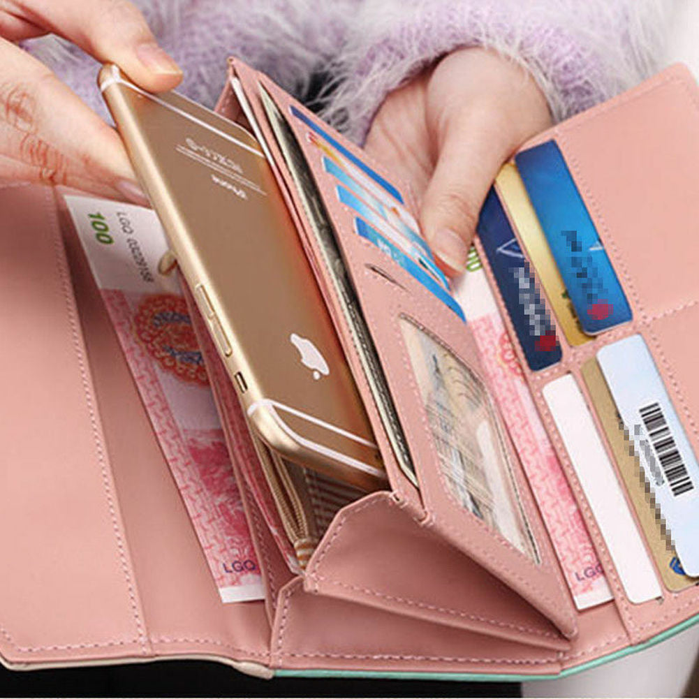 Womens Leather Envelope Clutch Wallet Fashion Long Phone Holder Purse Handbag US