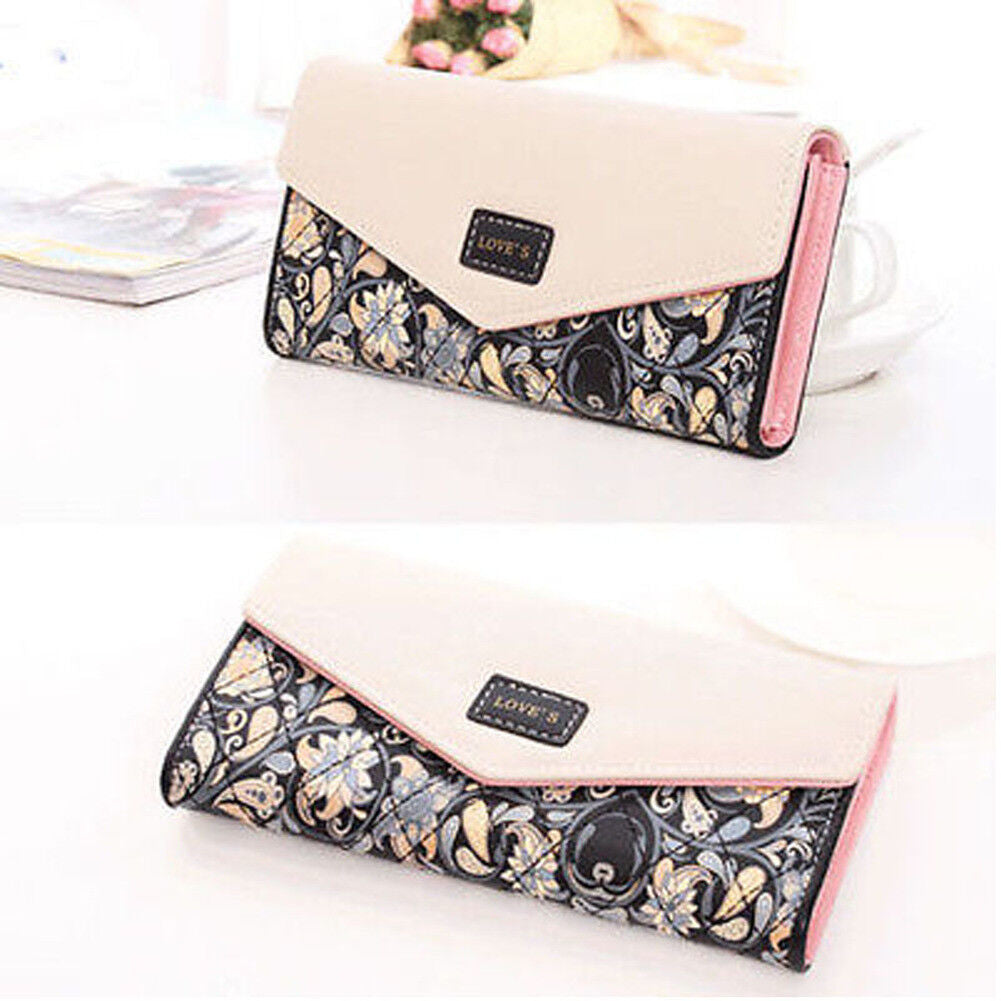 Womens Leather Envelope Clutch Wallet Fashion Long Phone Holder Purse Handbag US