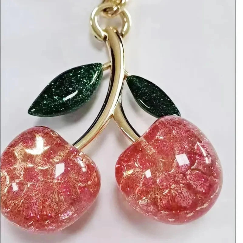 Delicate Cherry Bag Charm Keychain for Women'S Fashion Keyring Pendant Accessory