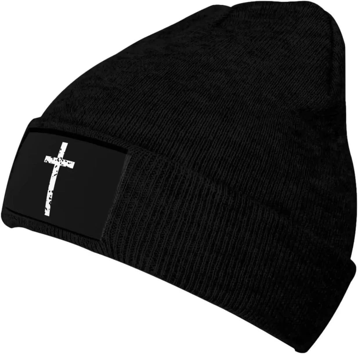 Christian Cross Beanie Hat for Women Men Winter Hat Cuffed Knit Skull Cap Warm Ski Hats