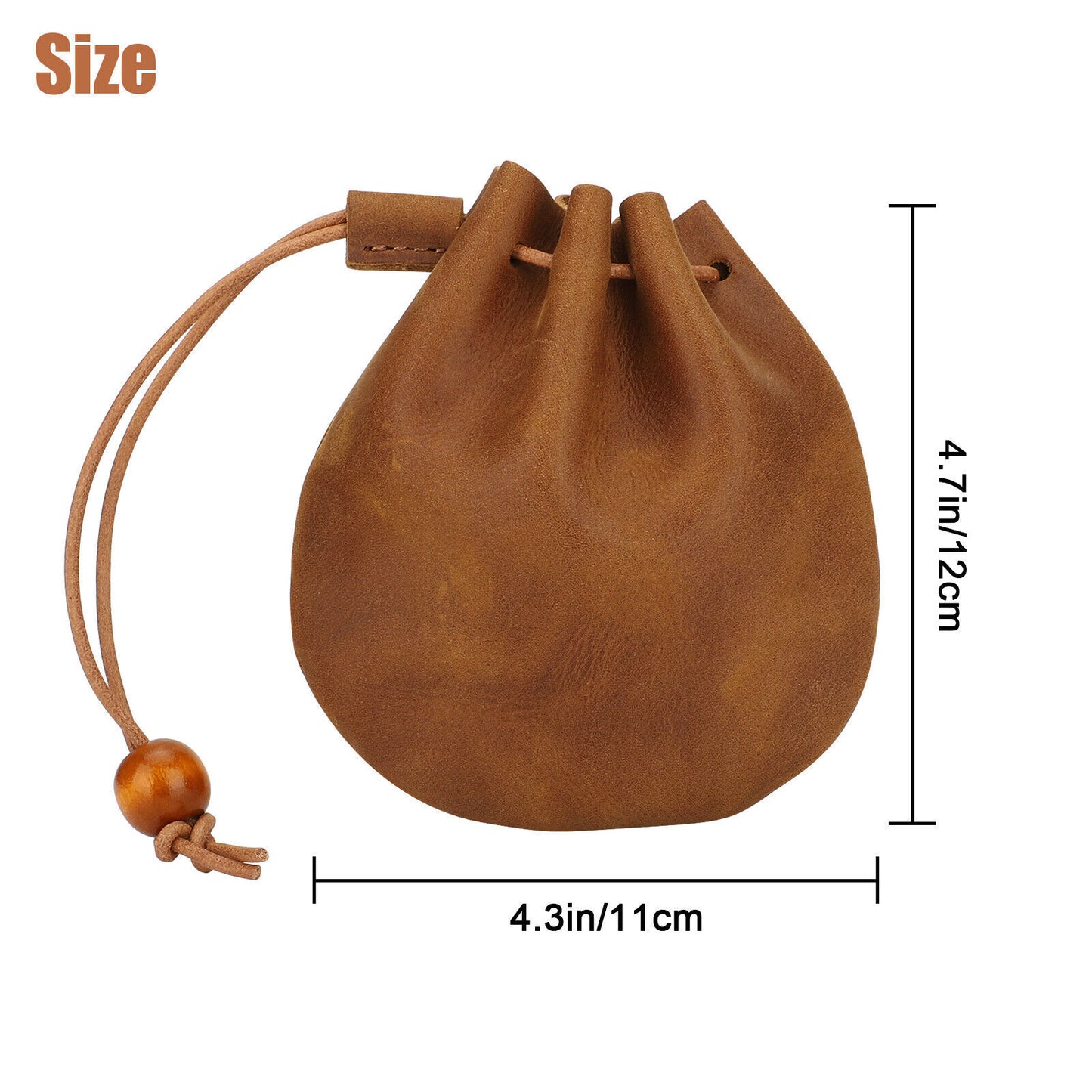 Leather Wallet Coin Pouch Case Drawstring String Bag Small Purse for Men Women