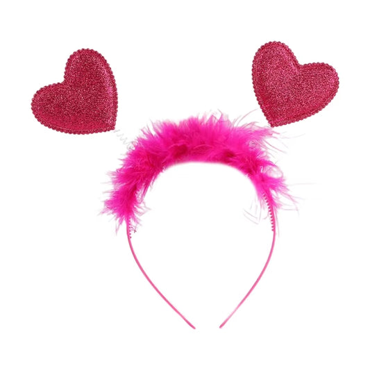 Funny Red Love Heart Arrow Boppers Headband Valentines Day Elastic Hair Hoop Hair Accessories for Holiday Festival Costume Party